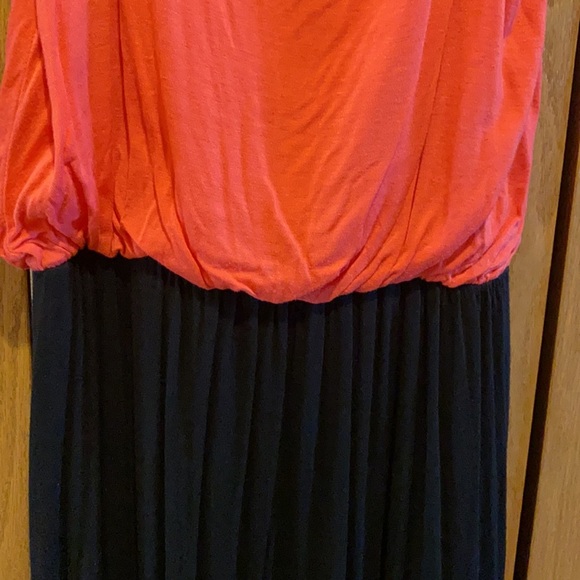 Sugar Rain maxi jersey dress, S, navy blue bottom, top portion peach/orange - Picture 6 of 6